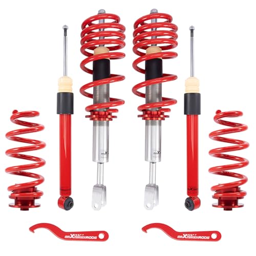 maXpeedingrods Coilovers for Audi A4 Avant 2000-2008, for Audi A4 Convertible 2002-2009, Height Adjustable Coilovers Suspension Kit, Preset Damping Shock Absorber, Lowering Kit Struts Red
