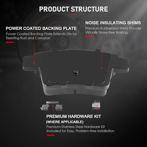 cciyu D1070 D1071 Front Rear Ceramic Brake Pads - size: Front[D1070] + Rear[D1071]