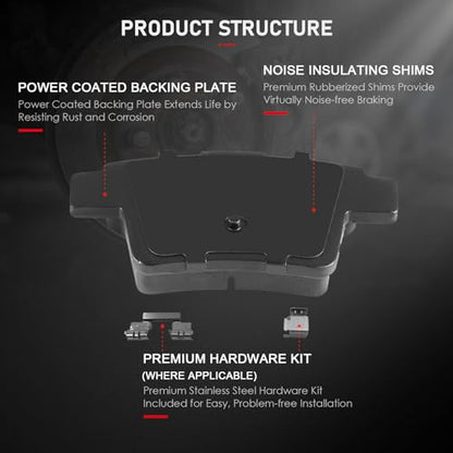cciyu D1070 D1071 Front Rear Ceramic Brake Pads - size: Front[D1070] + Rear[D1071]