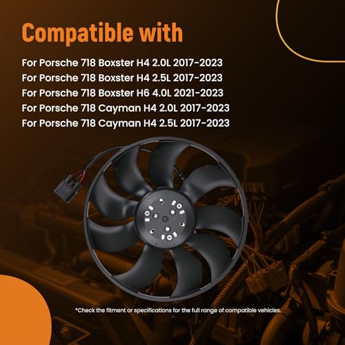 maXpeedingrods Radiator Cooling Fan Assembly w/Brushless Motor for Porsche 718 Boxster/Cayman 2017-2023, 718 Spyder 2020-2023, for Porsche 911 2017-2019 9P1959455BY 9P1959456Y - size: 9P1959455BY