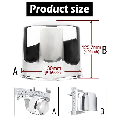 2Pcs 5.15" OD 4.91" H Domed Style Trailer Wheel Center Caps for Rim - color: Chrome, size: 5.15" OD 4.91" H