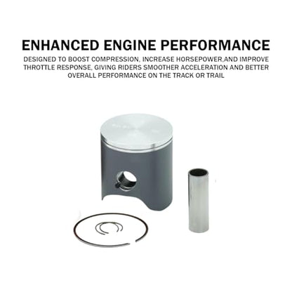 Meteor Piston Kit for KTM SX 125 (2001-2025), 53.96 mm Diameter High Performance Piston for Dirt Bike, Durable Forged Replacement with Rings, Wrist Pin & Circlips, Engine Rebuild Kit for Maximum Power