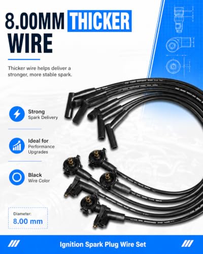 ST-6093 Ignition Spark Plug Wire Set 8mm 6-Pack for Ford