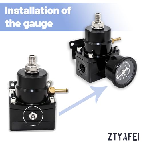 EFI Fuel Pressure Regulator Kit 0-100psi with Gauge 6AN Fuel Line Fitting with 10 Micron Fuel Filter&Bracket Clamp Universal Adjustable Aluminum (Black)