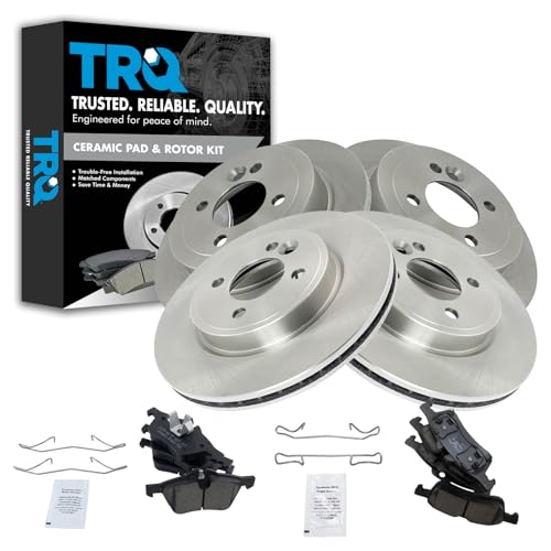 TRQ Front and Rear Brake Pad and Rotor Set Ceramic Vented Solid Rotors - style: BKA11651