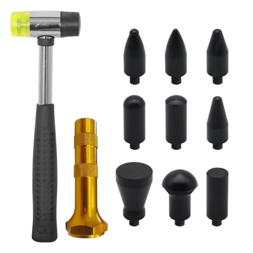 10PCS Car Dent Repair Tool Kits, Rubber Hammer Tap Down Tools, Paintless Dent Removal Tool Kit with 9 Different Shaped Heads for Car DIY Dent Hail Damage Repair