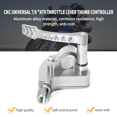 EATAKWARD Universal Billet CNC 7/8 inch ATV Throttle Lever Thumb Controller Thumb Throttle Replacement for Yamaha Raptor 350 660 700 HD TRX Replacement for Suzuki LTR450 250 500 LTZ400 250 etc - color: Silver
