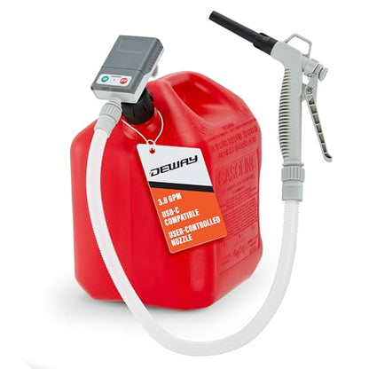 DeWay Fuel Transfer Pump, Hand Trigger Nozzle, 3.8 GPM, 51in Hose - style: Hand-Trigger Nozzle