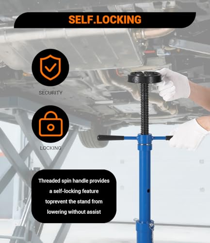 2PACK Underhoist Support Stand, 3/4 Ton Jack Stand, Under Hoist Stand for Vehicle Lifting & Support, 1655Lbs Capacity, Lifting from 38.4 to 75.4Inch, - color: Blue | Triangular Base