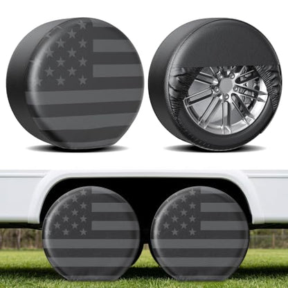 Moonet PVC Leather Tire Cover,Gray Flag 2-Pack, Universal Fit 30-32" - color: Gray Flag 2 Pack, size: L for Tire Diameter 30-32inch