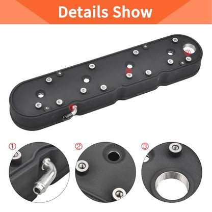 Cast Aluminum Valve Covers with Coil Mounts - color: Black, size: GM LS 293 325 376
