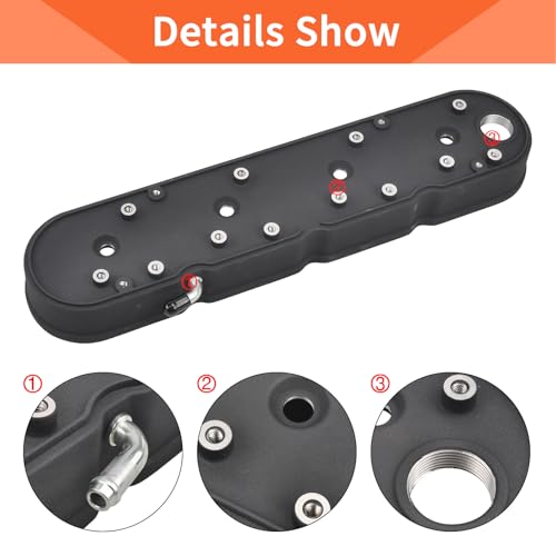 Cast Aluminum Valve Covers with Coil Mounts - color: Black, size: GM LS 293 325 376