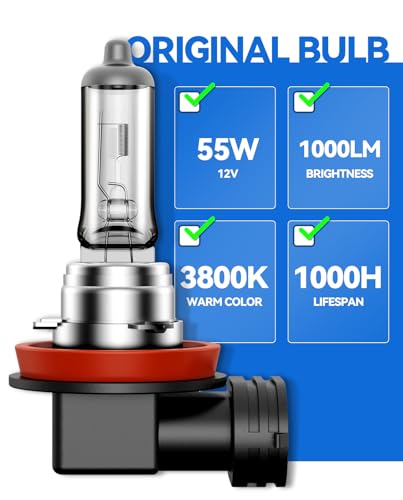H11 Headlight Bulbs, 2Pcs 12V 55W H11 Halogen Bulbs Replacement for Car Truck Headlight Bulb, 3800K Amber Yellow - color: Amber 3800K, size: H11 H8 H9