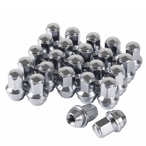 24pcs M14x1.5 Lug Nuts 14x1.5 Chrome Lug Nuts Large Acorn Seat Lug Nut One-Piece Design for 2015-2023 Ford F-150 F150 Expedition Lincoln Navigator OEM Factory Wheels