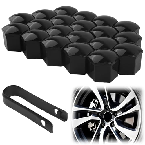 20PCS Lug Nut Covers 17mm Black Hex Lugnut Covers with Removal Tool for Protecting Decorating Wheel Bolts Automotive Exterior Accessories for Most Car Lug Nut Caps (17mm)