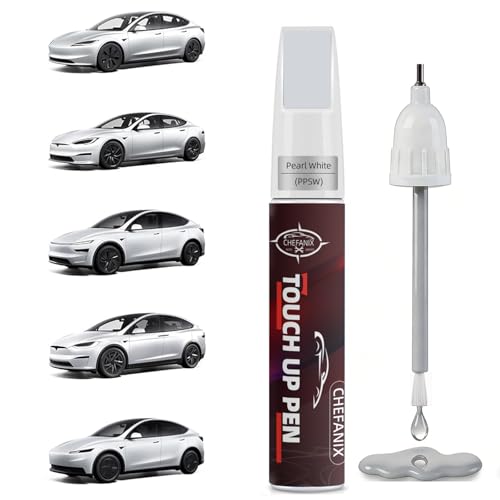 Touch Up Paint Pen for Tesla Model 3/Y/S/X (Pearl White Multi-Coat(PPSW))–Exact Color Match Car Paint Scratch Repair, 2-in-1 Brush & Pen, DIY Chip & Scratch Fix,Automotive Scratch Repair Pen - color: Pearl White Multi-Coat(PPSW)