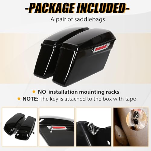 ECOTRIC Hard Saddlebags Trunk W/Latch keys Compatible with 2014-up Harley Touring Road King Electra Glide Street Glide Road Glide Ultra Classic Painted Hard Saddle bags