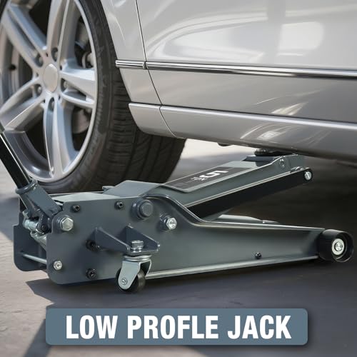 5 Ton Hydraulic Low Profile Floor Jack, Grey - color: Grey