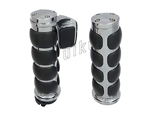 Motorcycle Black Chrome Grips 32mm/1-1/4 Inch Rubeer Hand Grips Handlebar Grips with Boss Throttle Compatible with Honda VT1300/FURY/INTRESRATE/SABRE 2009-2015 - color: Type 3(55mm boss throttle)