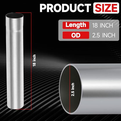 A-KARCK Straight Exhaust Pipe 2.5" OD, Stainless Steel 18" Long Mandrel Exhaust Tube - size: 2.5", style: 18 INCH