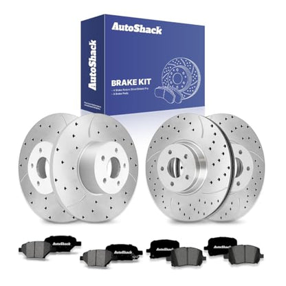 AutoShack Front & Rear Zinc Coated Rotors & Pads for Chevy Malibu 2012 - style: SilverShiled Pro & Pad