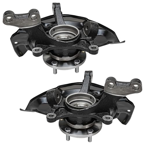 Detroit Axle - Front Steering Knuckles & Wheel Hub Bearings Drilled Rotors - size: 6PRU48638/KIT