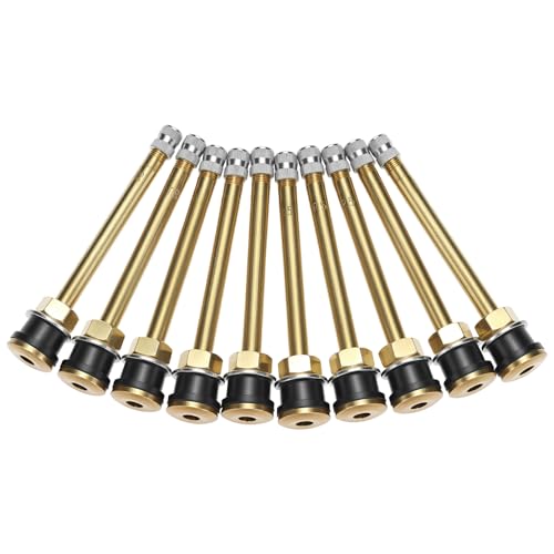 QWORK TR572 Brass Commercial Valve Stems, 10 Pack Replacement Truck Tire Valve Stems, 3-3/4" Length, 200psi Cold Pressure Capacity