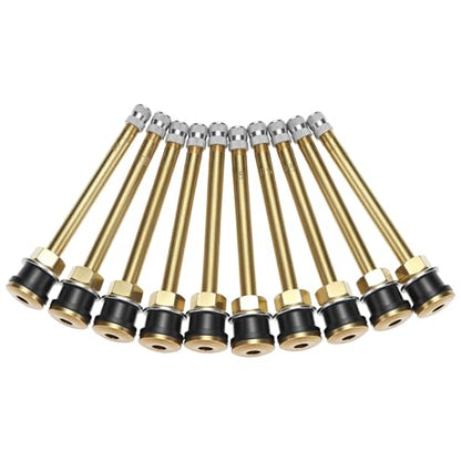 QWORK TR572 Brass Commercial Valve Stems, 10 Pack Replacement Truck Tire Valve Stems, 3-3/4" Length, 200psi Cold Pressure Capacity