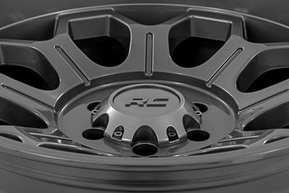 Rough Country Series 77 One-Piece Wheel-20x10, 6x5.5 Bolt Pattern, 25mm, Gun Metal Gray Wheel with Painted (20 x 10. inches /6 x 5 inches, -25 mm Offset)