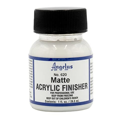 Angelus Matte Acrylic Finisher 1 fl oz – Flexible Clear Coat for Leather Shoes, Bags, Jackets & Accessories, Matte Acrylic Sealer Varnish for Leather Craft & Restoration. No. 620