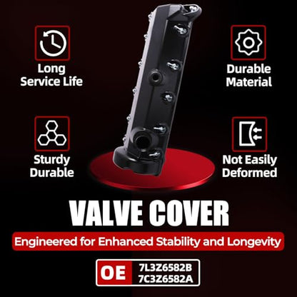 MITZONE Right Passenger Side Aluminum Engine Valve Cover Compatible with Ford E-150 E-250 E-350 Excursion 2000-2007 4.6L 5.4L 6.0L 6.8L V8 - size: Right Side