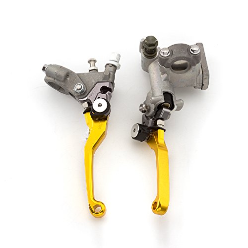 Dirt Bike Brake Master Cylinder Reservoir Cable Clutch Levers for RM125 RM250 DRZ400S/SM DR250R DR200S DRZ400R RMX250S RMX250S RMZ250 RMZ450 RM85 RM125 - color: Gold