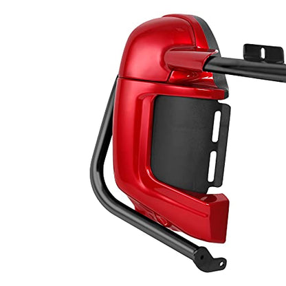 TCT-MOTORPARTS 1 1/4" Engine Guard Crash Bar & Red Lower Vented Leg Fairing Fits for Harley Road King 97-08 - color: Black Engine Crash Bar+Red Lower Fairing