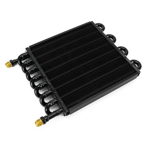 Universal 1/2" Transmission Oil Cooler Aluminium alloy 16 Pass Tube & Fin Black Compatible with 1/2" transmission cooler lines - color: Black, size: 16 Pass