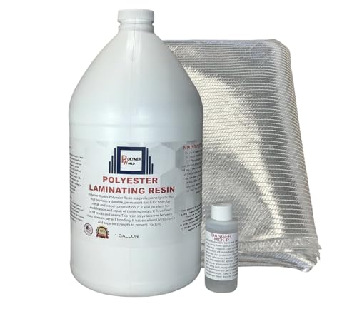 Polymer World- Polyester Resin with 1708x38x10 Yard Biaxial Cloth, Fiberglass Repair Kits for Boats, Automotive, RV Canoes, Jetski, Snowmobiles, with MEKP. - size: Poly Res 1708x38x10 Yard Biaxial Cloth