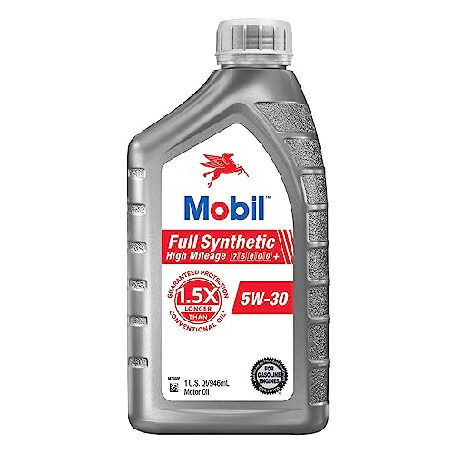 Mobil Full Synthetic High Mileage Motor Oil 5W-30, 1 Quart (Pack of 6) - size: 1 Quart (Pack of 6)