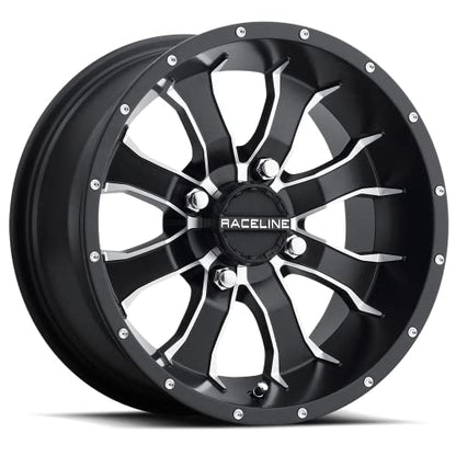 Raceline Wheels A77 MAMBA UTV/ATV Wheel Black Machined Finish 14x7" 4x110", -47 mm offset/(2.15"B/S) - color: BLACK w/MACHINED FACE, size: 14x7" inches, 4X110, -47/2.15"