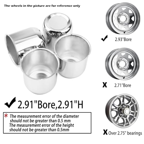 4Pcs 2.91" OD 2.91" H Push Through Trailer Wheel Center Cap for Rim - color: Chrome, size: 2.91" Hub 2.95" H