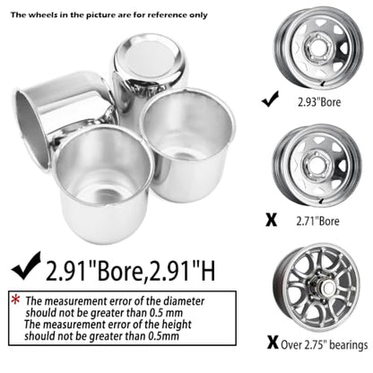 4Pcs 2.91" OD 2.91" H Push Through Trailer Wheel Center Cap for Rim - color: Chrome, size: 2.91" Hub 2.95" H