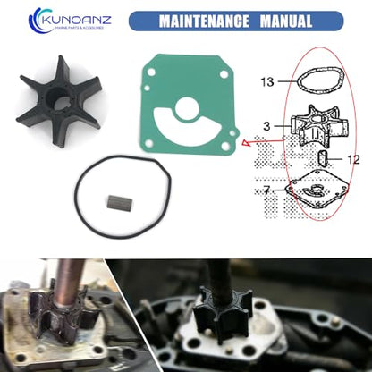 06192-ZW1-000 Water Pump Impeller Kit for Honda 75-130 HP 4 Stroke - size: BF75/90/115/130