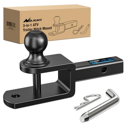 Nilight 3-in-1 ATV UTV Multi Hitch Mount | 1-7/8" Ball Fits 1-1/4" Receiver Hitch Rated 2000 LBS Winch Strap Loop Rated 5000 LBS - color: 1.25" Hitch Receiver with 1-7/8" Ball