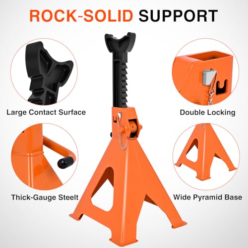 Nilight 6-Ton Jack Stands, Double Locking, 12,000 lb Capacity, 2-Pack - size: 6T