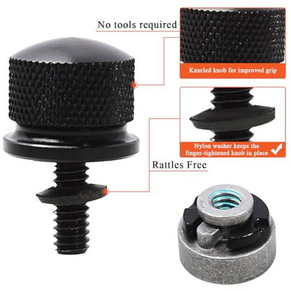 FOVPLUE 1/4″-20 Thread Seat Bolt/Screw and Nut Kit for Harley Softail - color: BLACK BOLT/NUT/WASHER