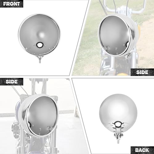 Motorcycle 7" Headlight Housing 7 Inch Head Lamp Bucket Fit for Harley Dyna Softail FX Custom Sportster XL (Chrome) - color: Chrome