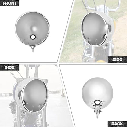 Motorcycle 7" Headlight Housing 7 Inch Head Lamp Bucket Fit for Harley Dyna Softail FX Custom Sportster XL (Chrome) - color: Chrome