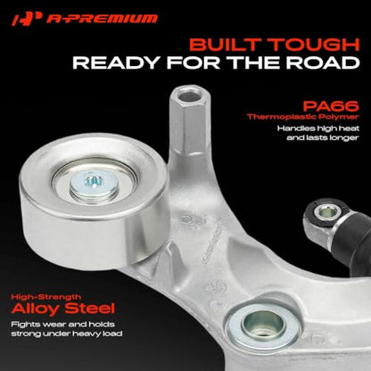 A-Premium Belt Tensioner Assembly with Pulley Compatible with Honda - style: 2007-2011 Civic 1.8L