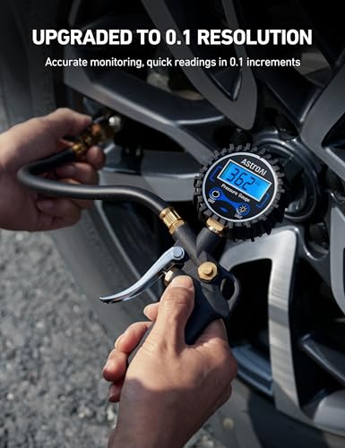 AstroAI Digital Tire Pressure Gauge with Inflator 3-250 PSI Fits 1/4" NPT - size: 1 Pack Standard, style: without case