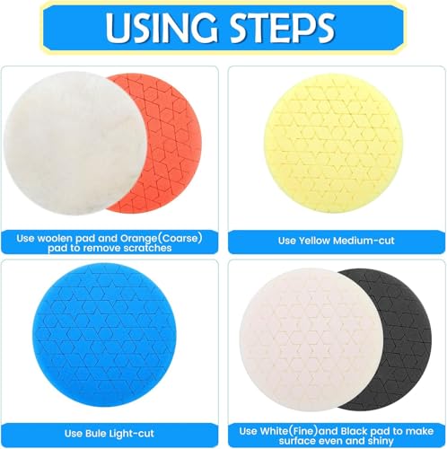 IPELY 6 Pcs Buffing Pads, Polishing Pads, Buffer Pads for Polishing and Waxing - size: 3 Inch