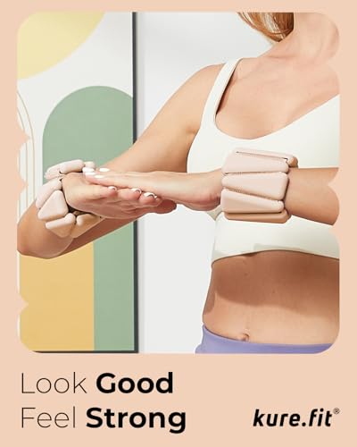 Pilates Wrist & Ankle Weights | Adjustable Weighted Bangles | 1/2/3LB Each - color: Sand, size: 1 LB