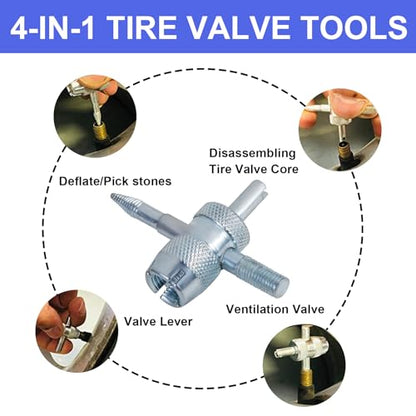 Richcat 51025 Quick Tire Valve Change Tool for Cars,Tire Valve Stem Core Quickly Replacement Tool Kit,Perfect Tool for Replacing Leaky Valves in Cars,ATVs,Trucks, etc.with TR413/TR414/TR418 - size: Set B